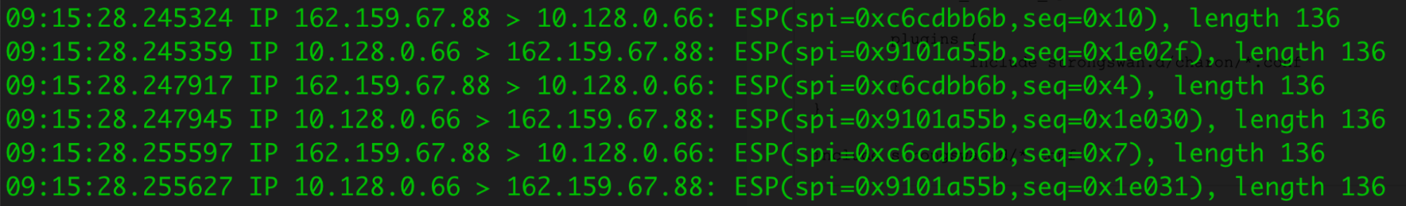 tcpdump shows the IPsec encrypted packets from Cloudflare&rsquo;s health probbes