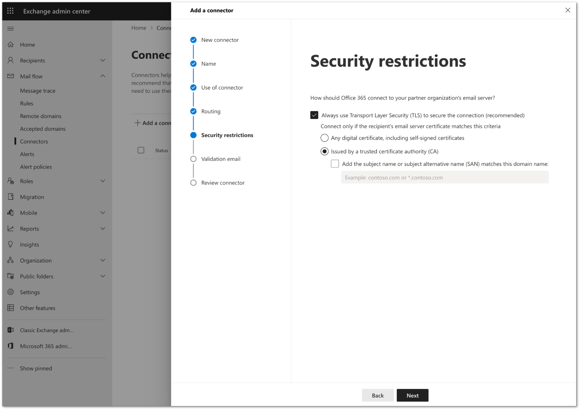 Configure security restrictions