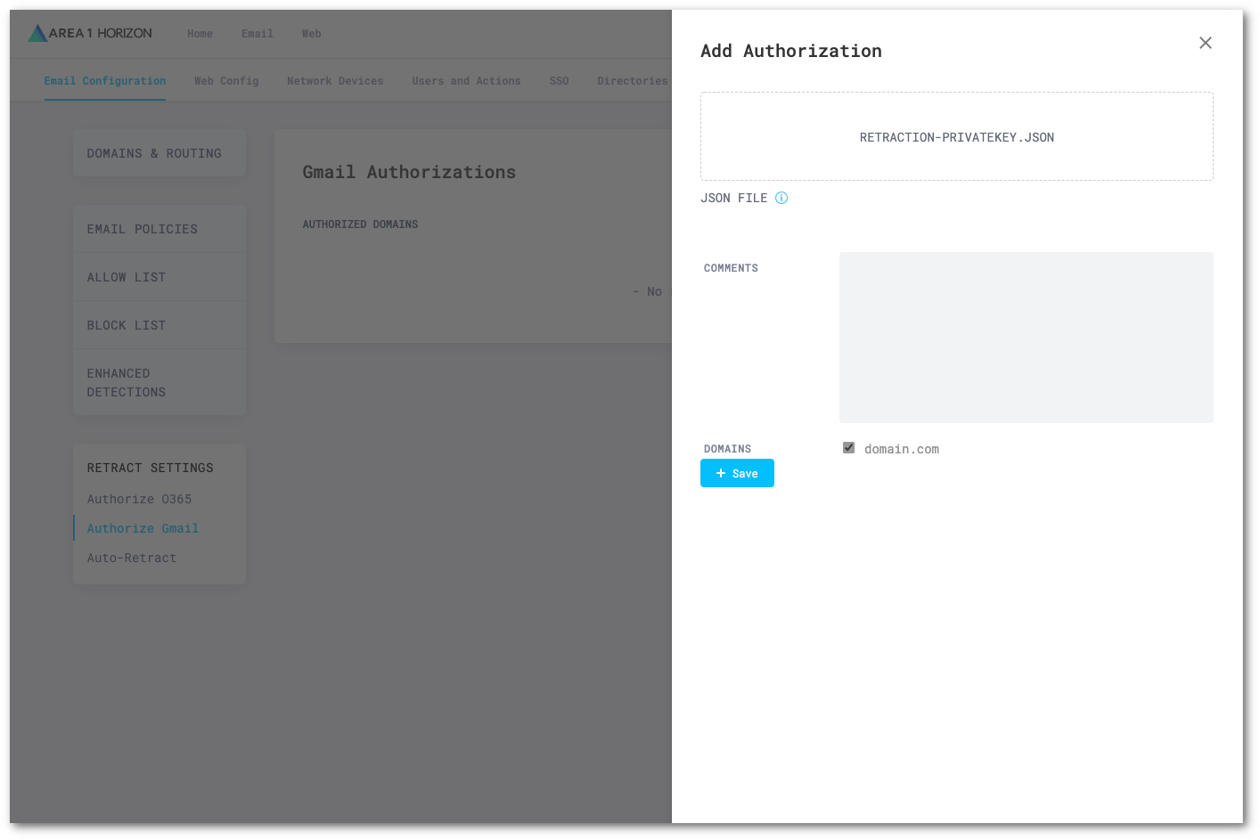 Select New authorization and configure its settings