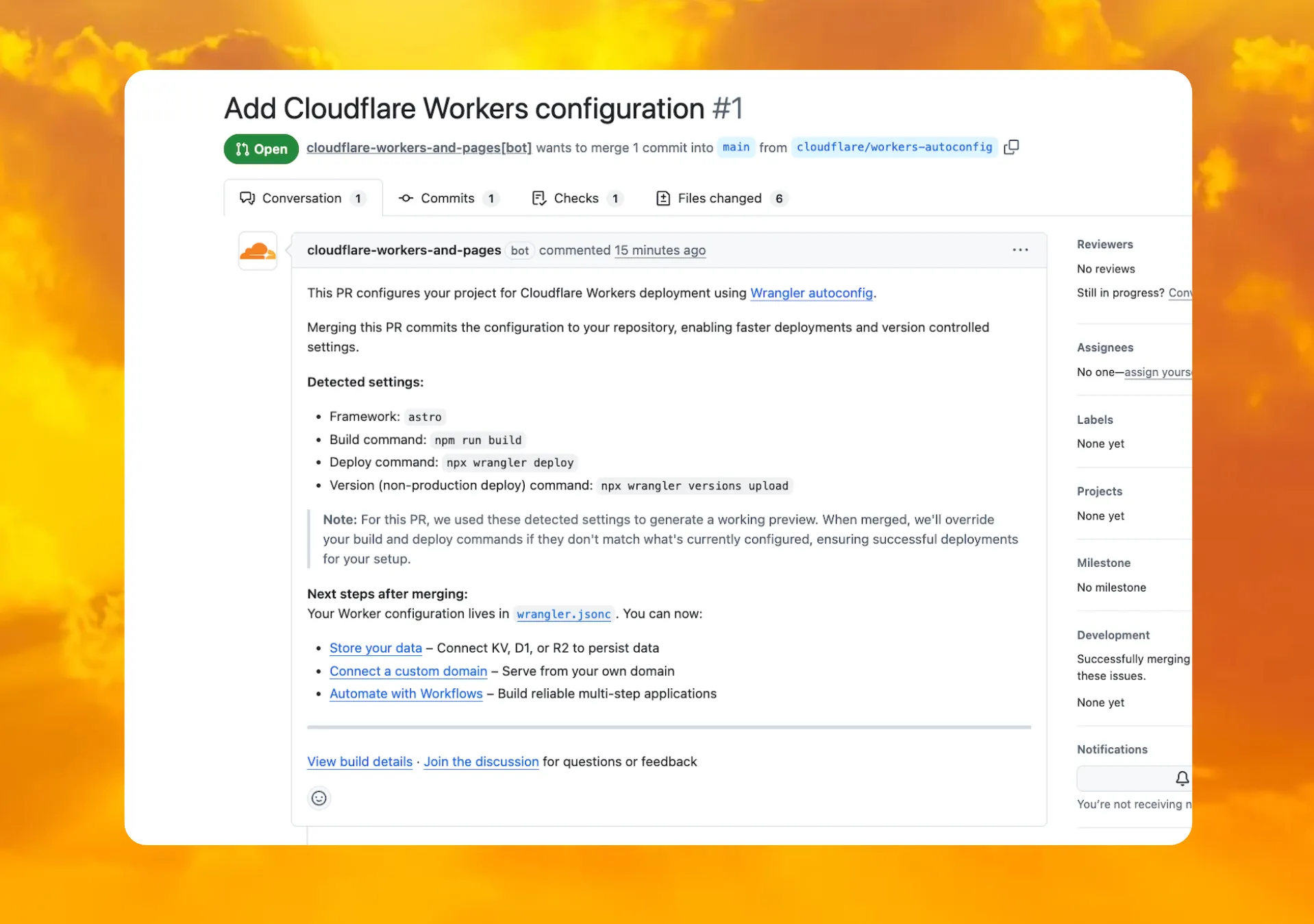 Automatic configuration pull request created by Workers Builds