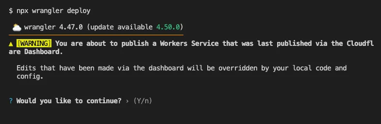 Workers - Better local deployment flow for Cloudflare Workers 6 wrangler deploy run before the improved workflow