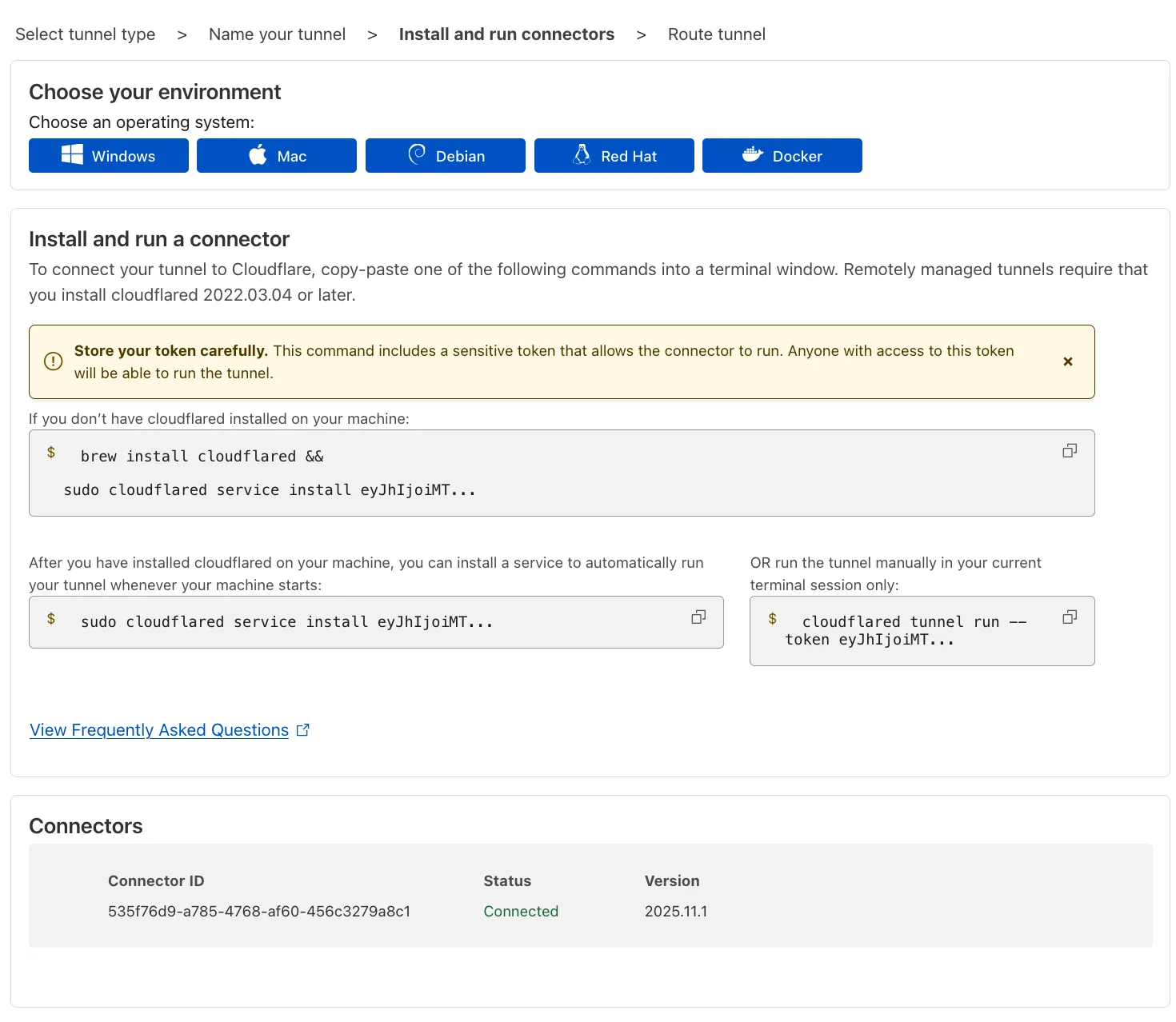 Connector appearing in the UI after cloudflared has run