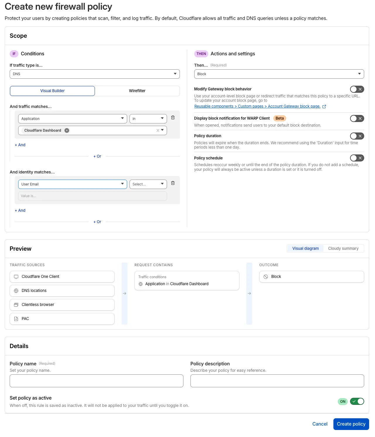 New Gateway rule builder