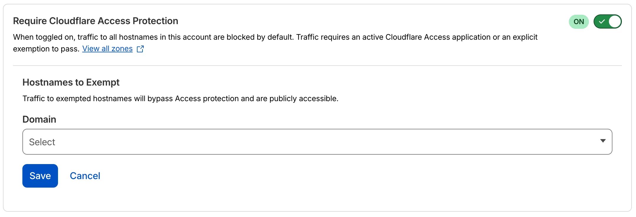 Require Cloudflare Access protection in the dashboard