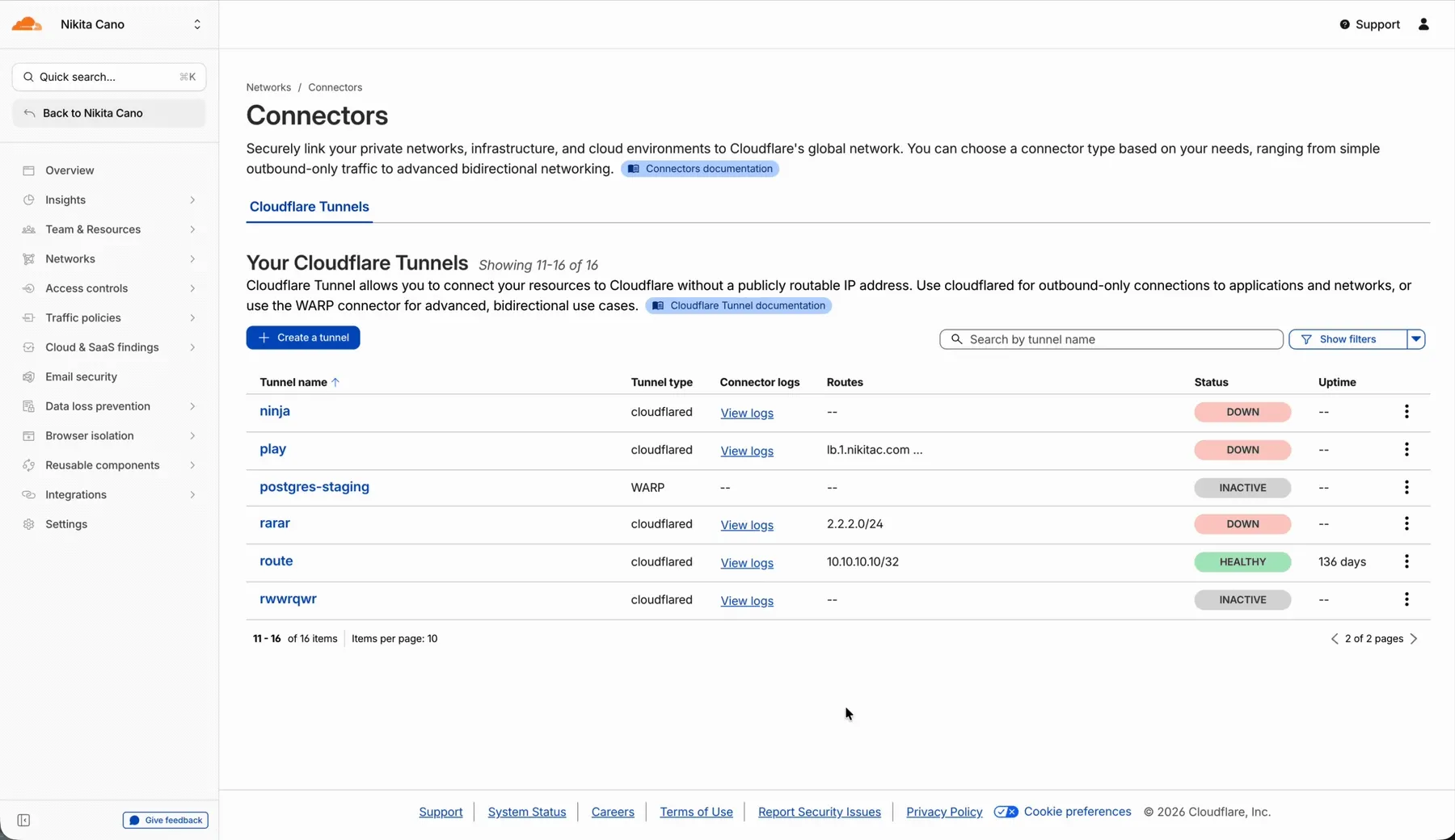 View replicas and stream logs from multiple connectors