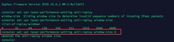 Access the CLI to disable anti-replay