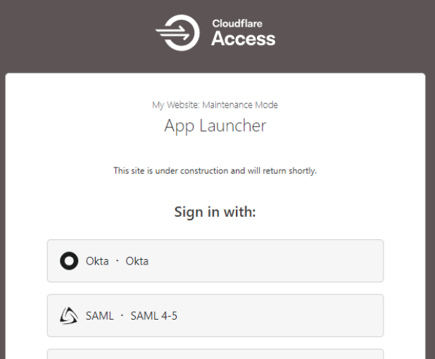 Example Access login page