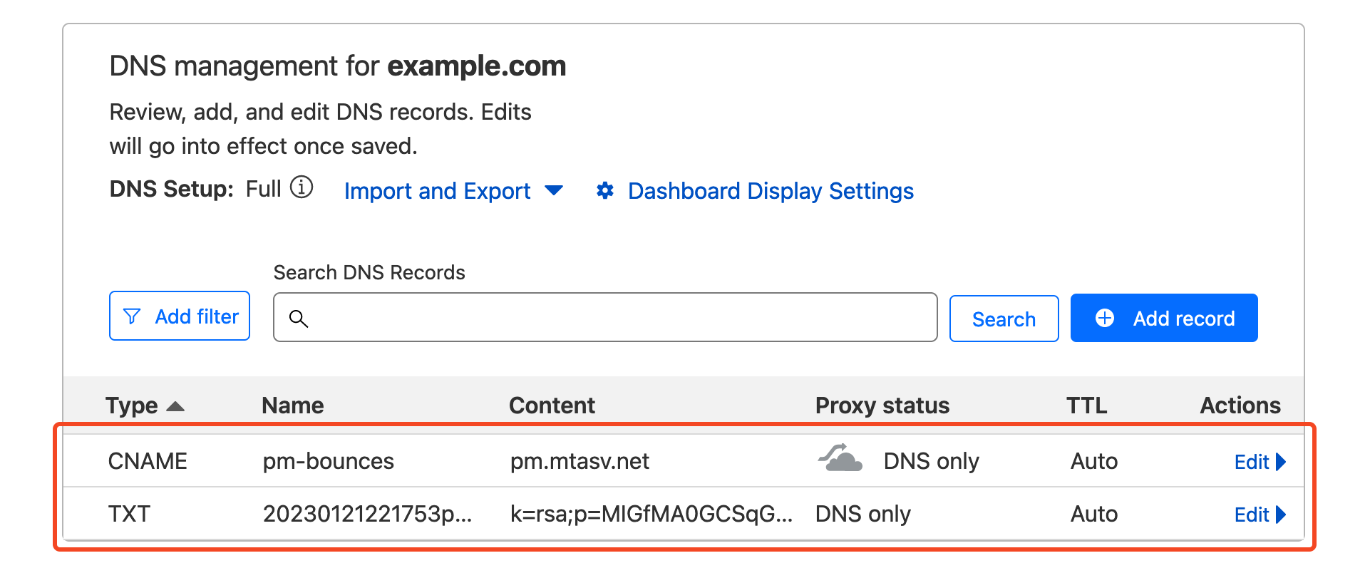 Image of adding DNS records to a Cloudflare domain
