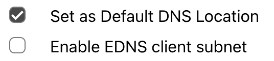 Two checkboxes for setting DNS options.