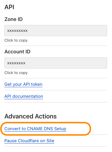 On your domain&rsquo;s overview page, click Convert to CNAME DNS Setup