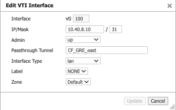Edit Virtual Tunnel Interface screen