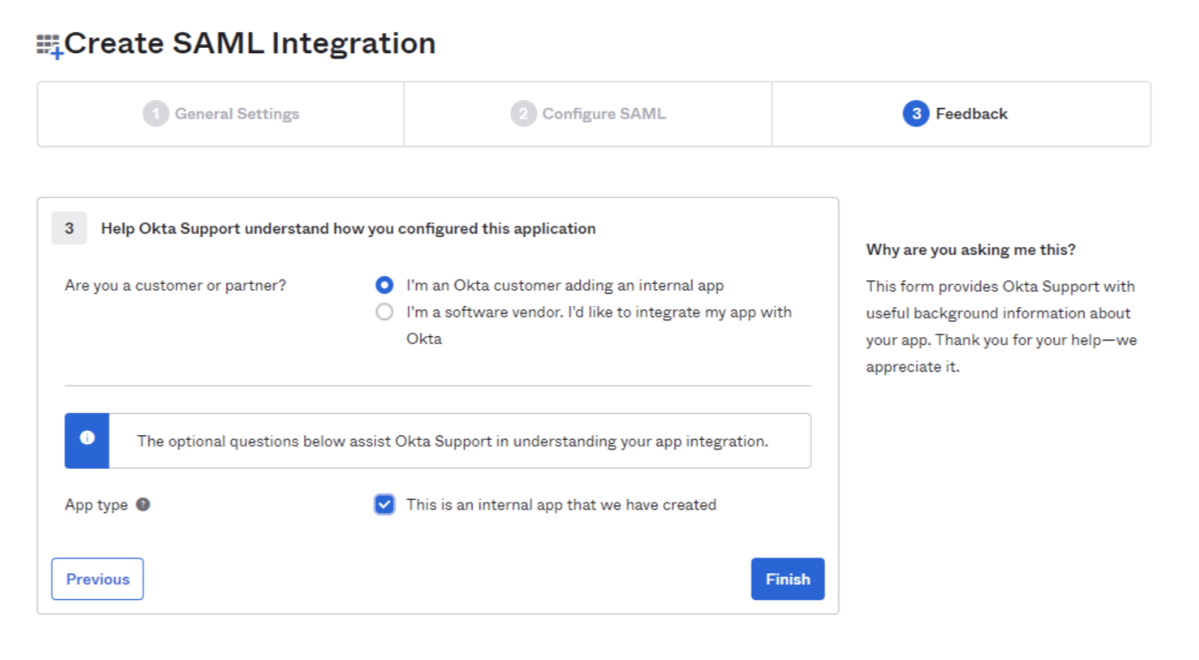 Configuring feedback options in Okta