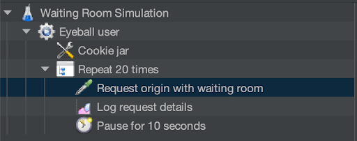 Select Request origin with waiting room in the Waiting Room Simulation panel