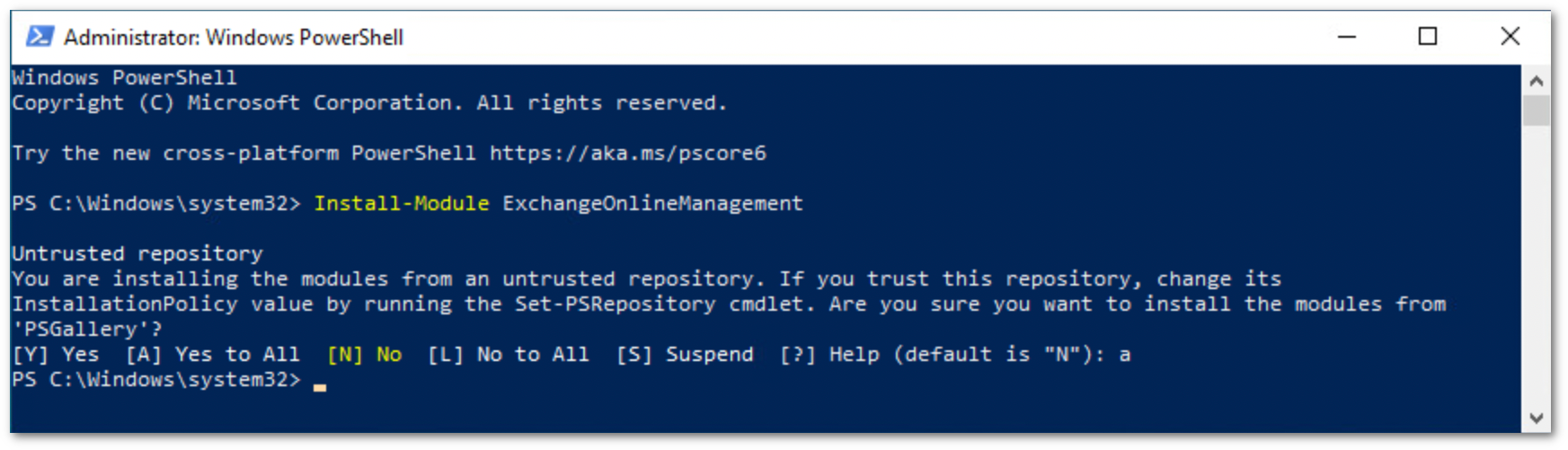 Run the install-module command in PowerShell