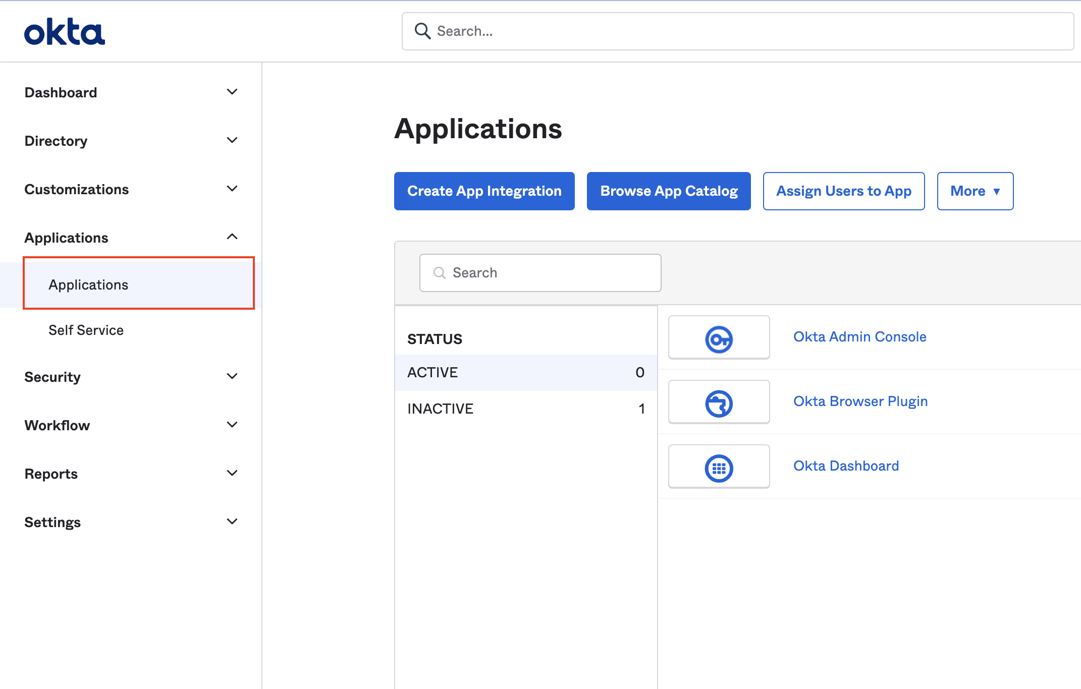 Go to Applications in your Okta Admin console