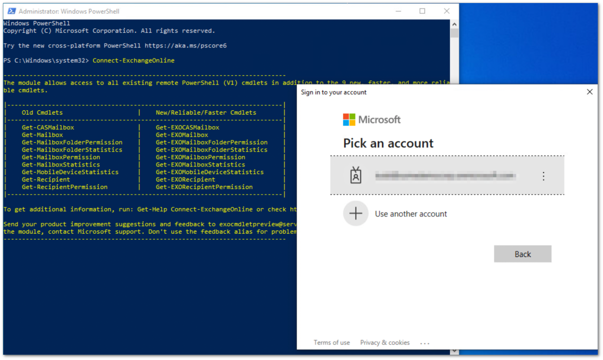 Log in with an Office 365 admin account