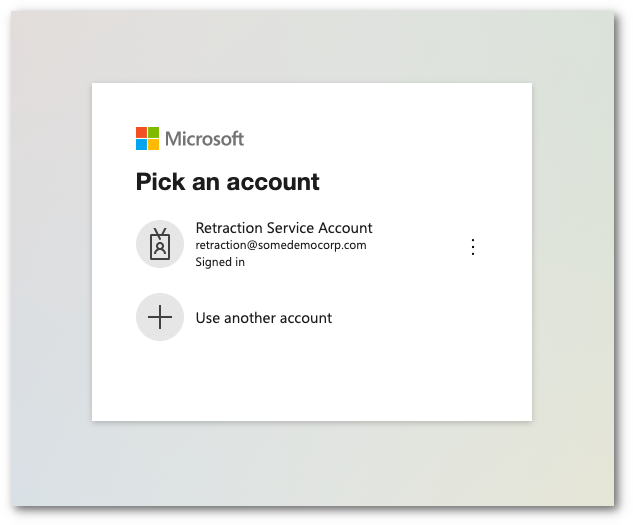 Select an account or enter a new account to authorize Area 1