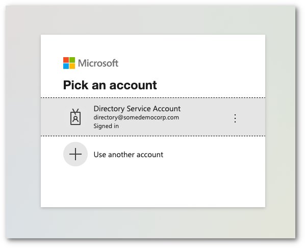 Select the appropriate Microsoft account to continue