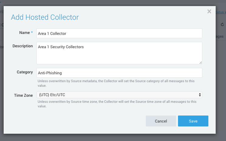 Enter the settings above to configure your collector.