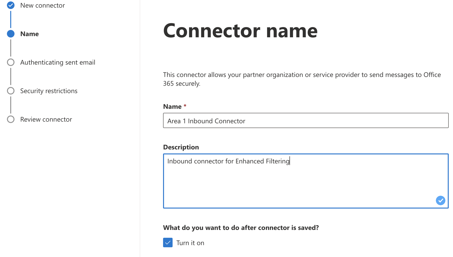 Enter a name and descriptions for your connector