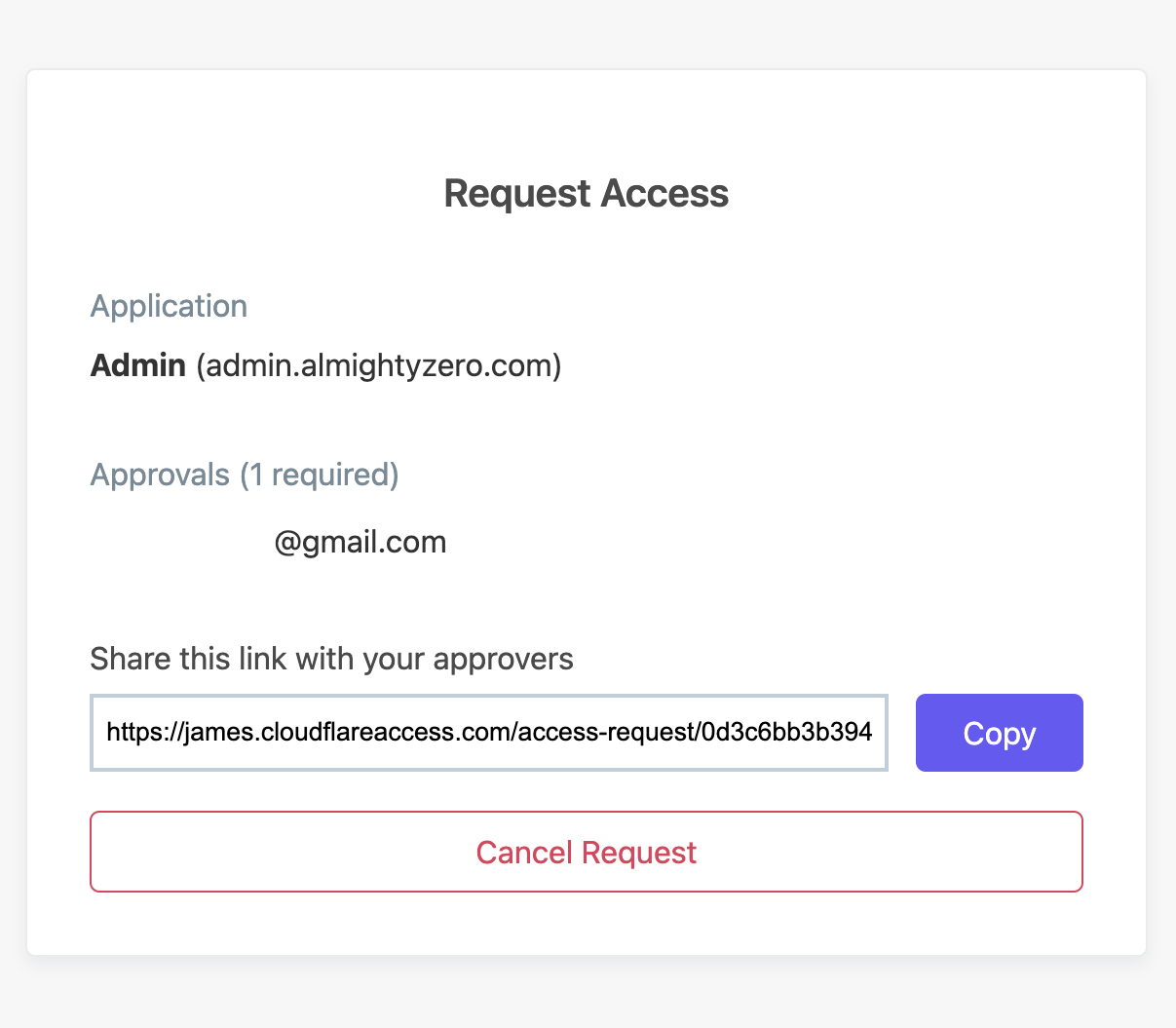 Temporary authentication request page shown to users