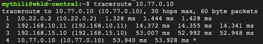 Traceroute example for IPsec validation