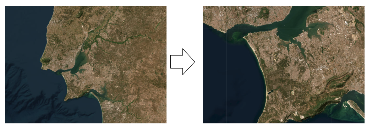 Now the image on the right is of a much higher resolution. Each pixel represents a much smaller area; however, the total number of pixels in both images is roughly the same.