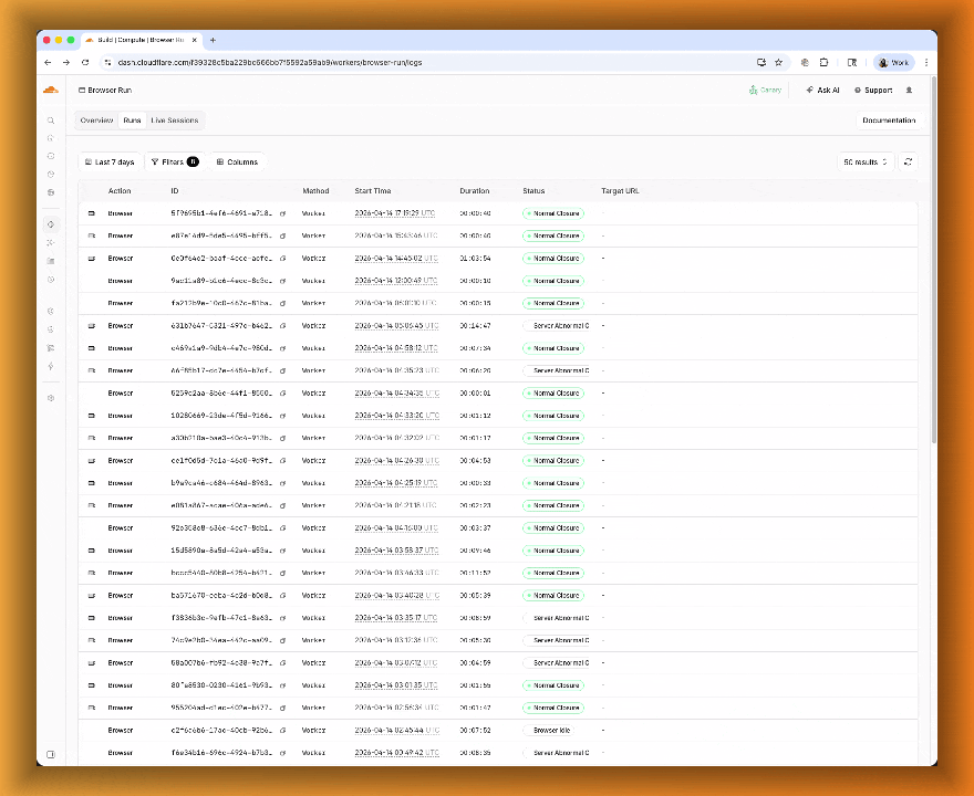 Browser Run session recording showing an automated browser navigating the Sentry Shop and adding a bomber jacket to the cart