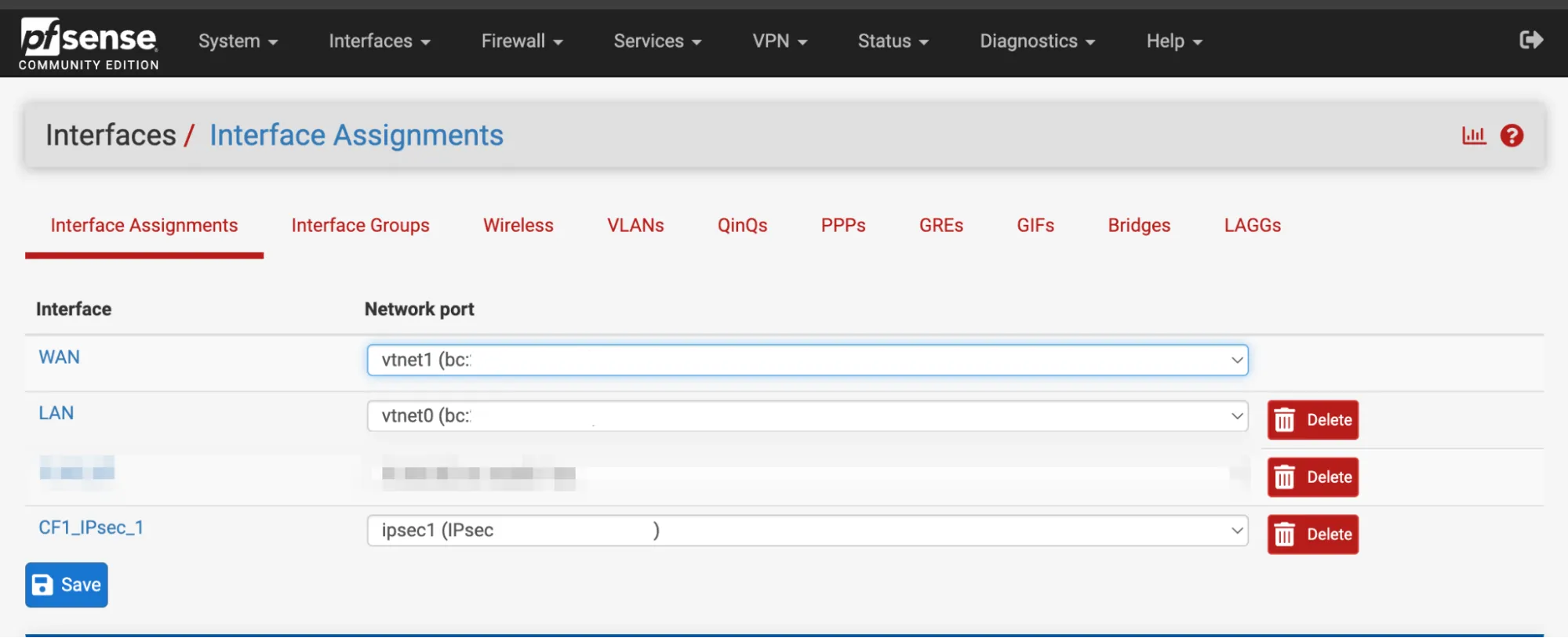 Configuring interface assignments