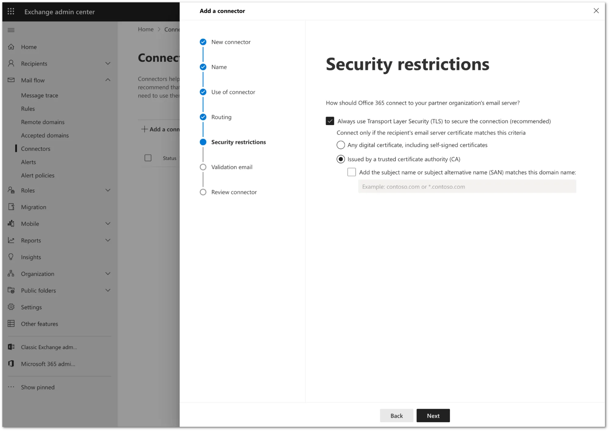 Configure security restrictions