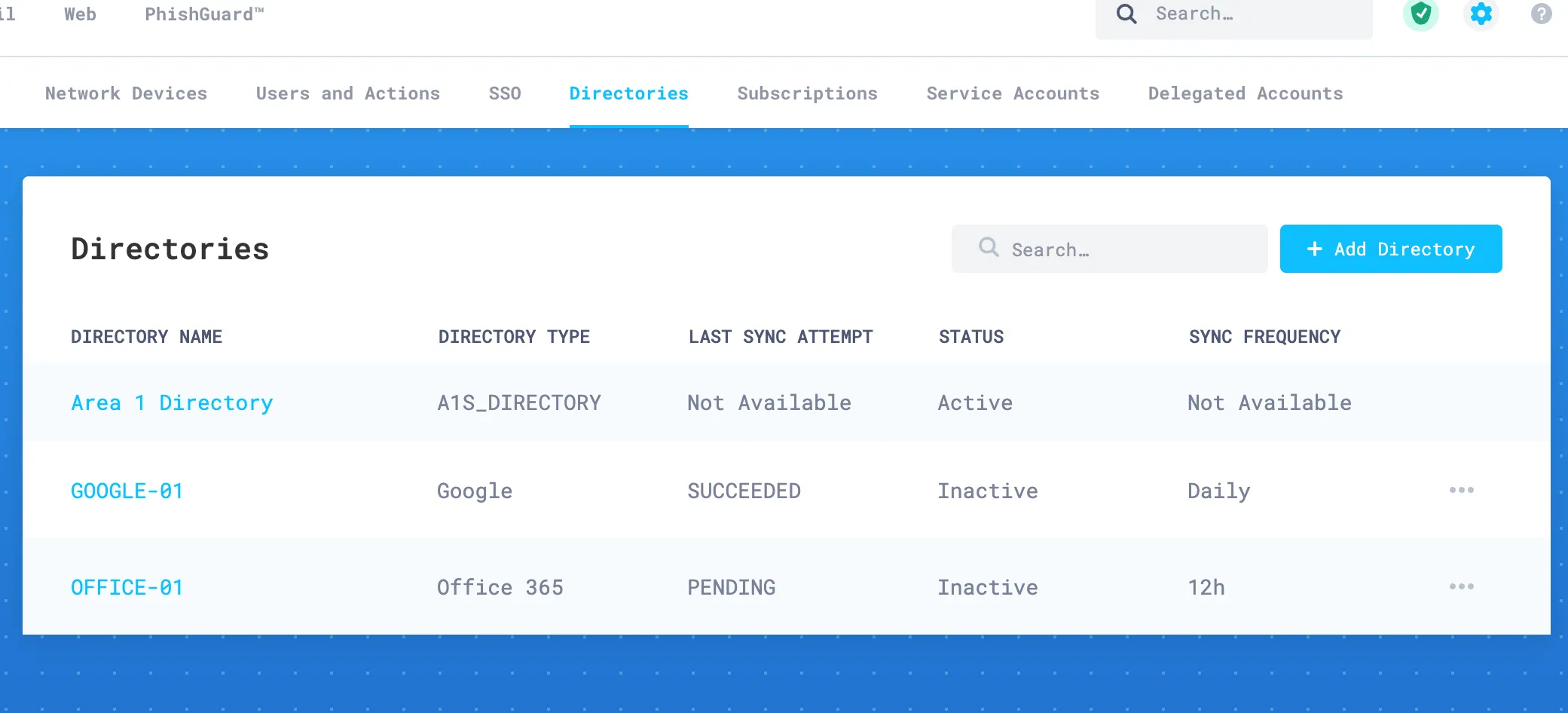 Your directory will appear in the configured directories table