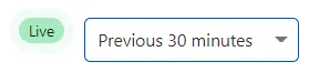 Timeframe drop-down with Previous 30 minutes selected.