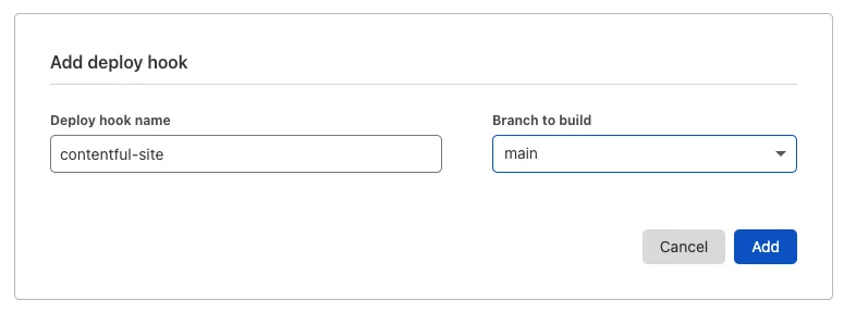 Choosing Deploy Hook name and branch to build on Cloudflare dashboard