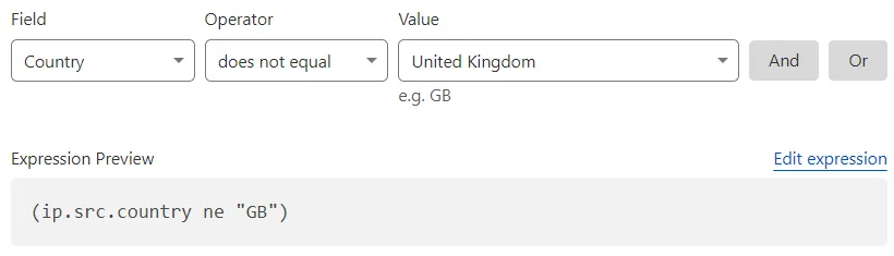 The Expression Builder interface used to visually define expressions