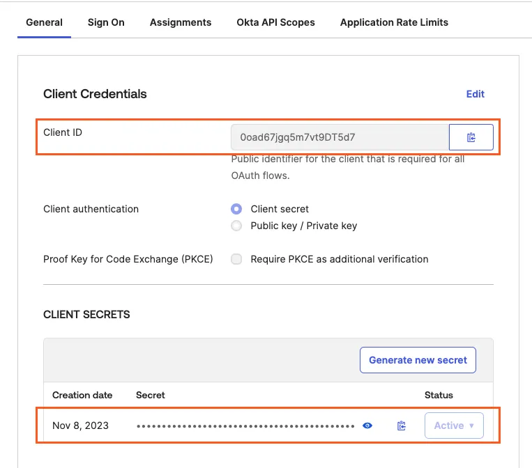 Finding your Client credentials in Okta