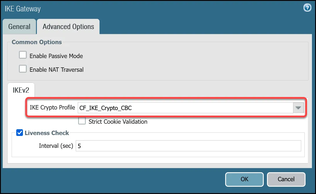 IKE gateway settings for tunnel 1