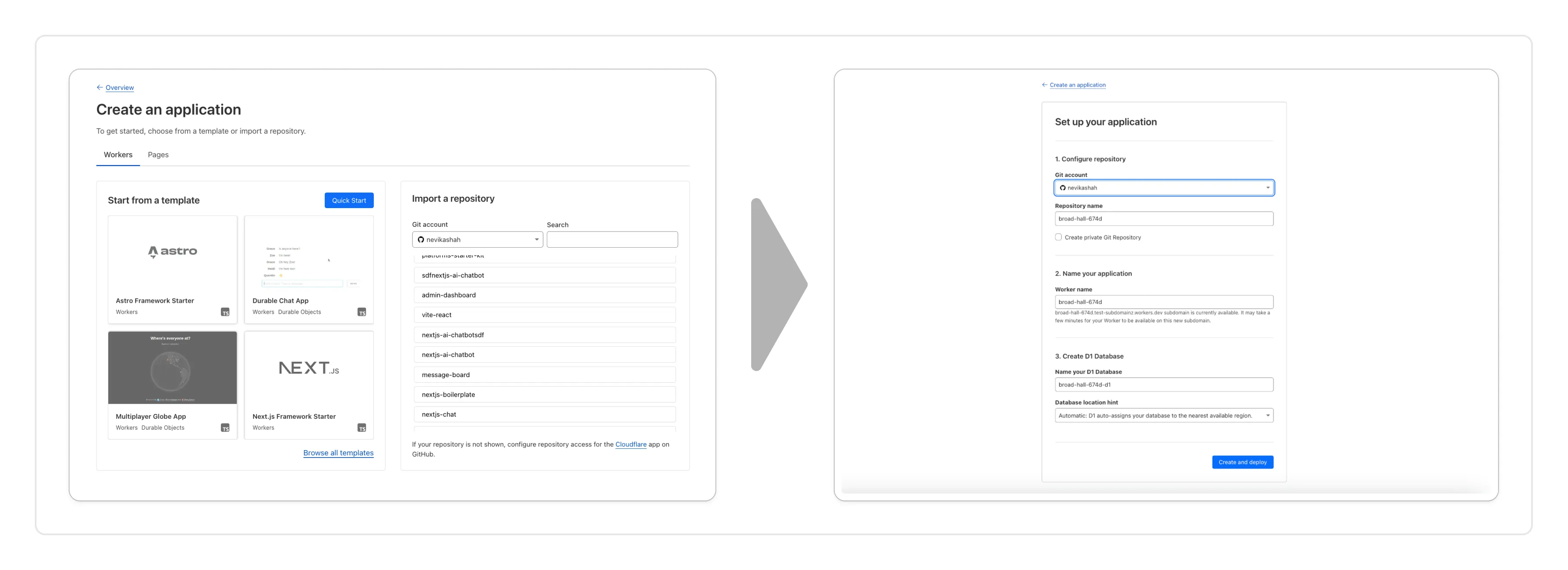 Import repo or choose template